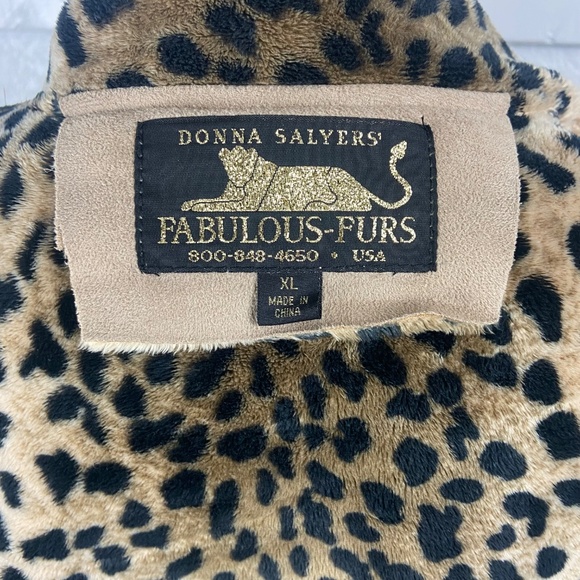 Donna Salyers Fabulous-Furs Leopard Lined Faux Suede Coat Women’s XL Y2K Glam - Picture 7 of 10